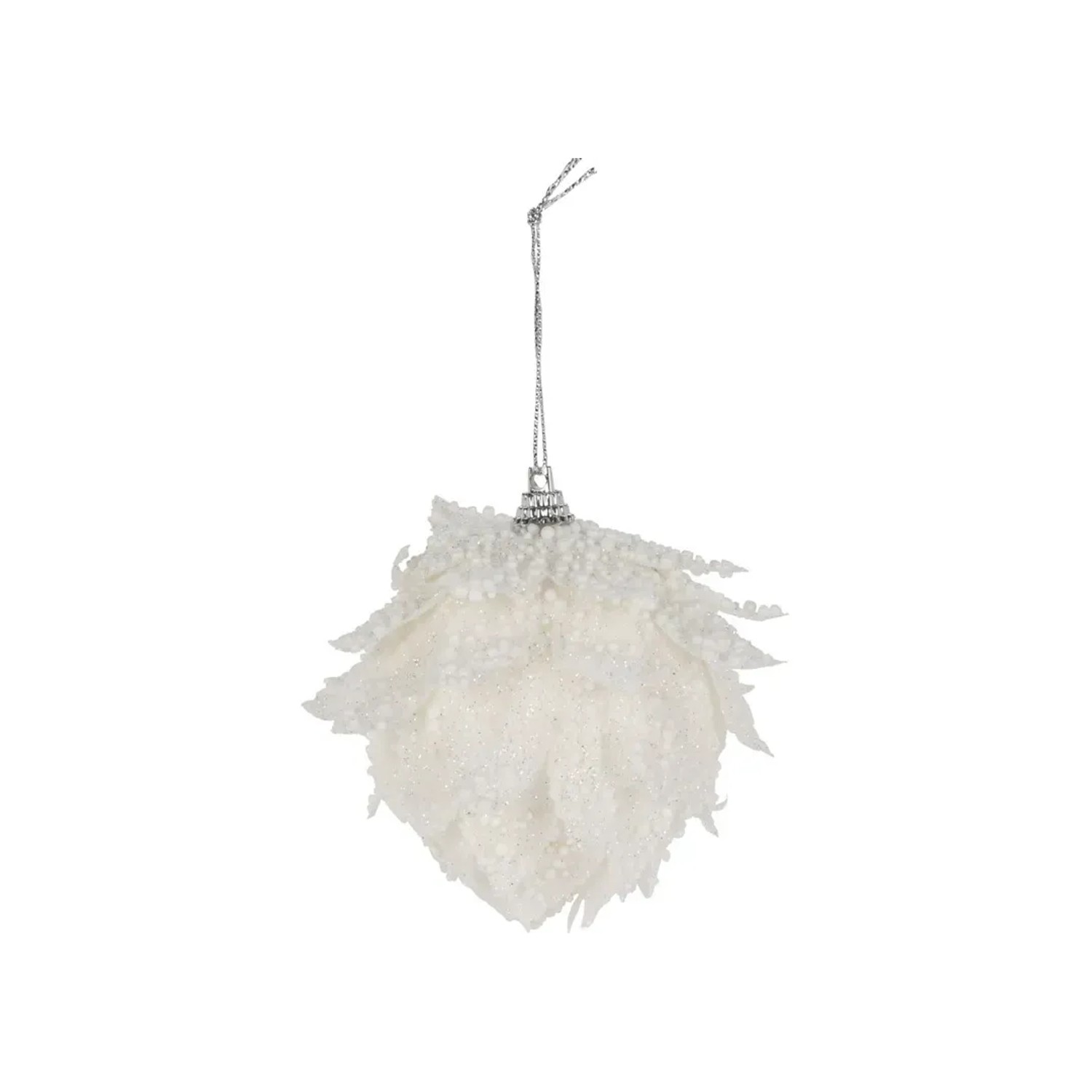 Weihnachtskugel Blatt Polyester Ø 8 cm Weiß