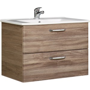 Pelipal Waschtischunterschrank Quickset 922, 72 cm, Sanremo Eiche mit zwei Schubladen und Chromgriffen.