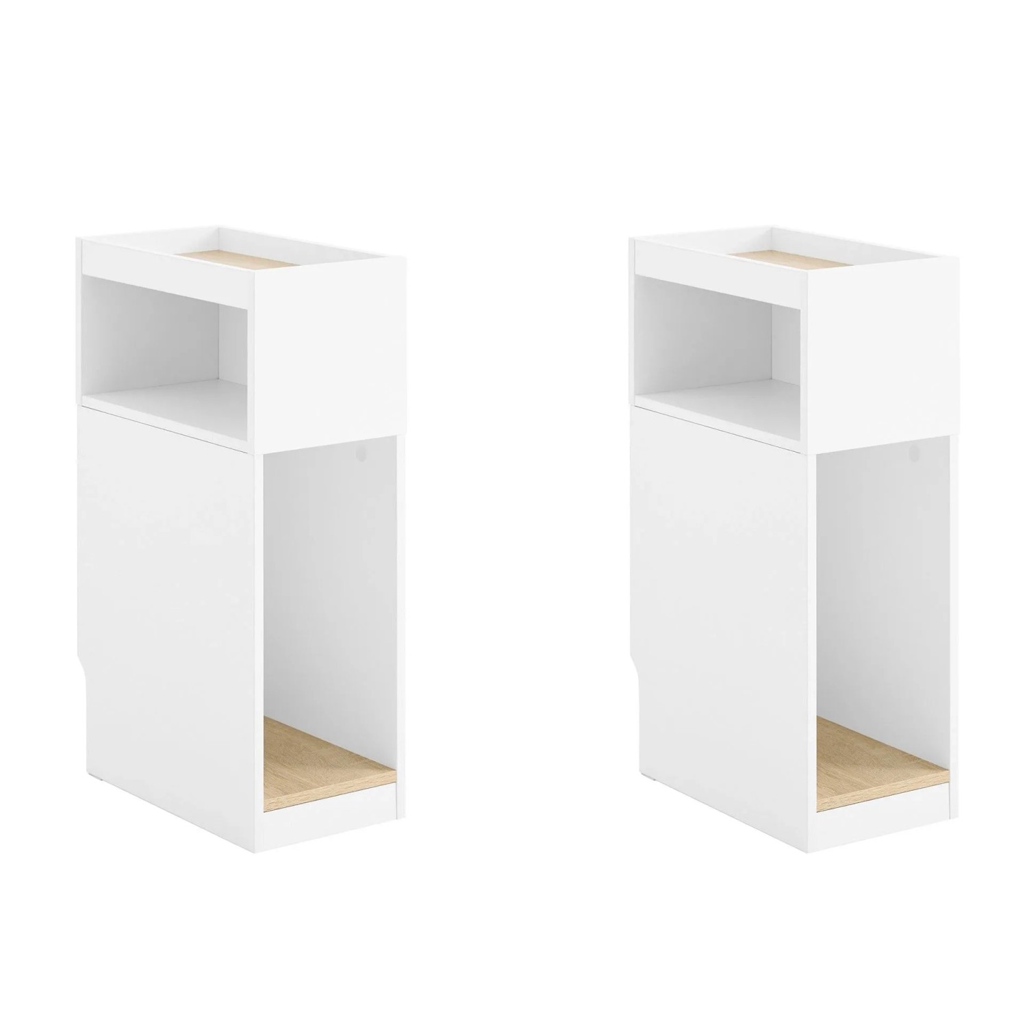 SoBuy 2er Set Nachttisch mit Flexiblem Fach Beistelltisch 20cm Nischenschrank 20x60x35cm FBT171-WNx2