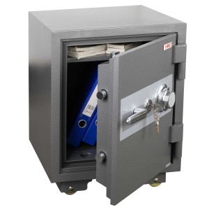 PROREGAL Tresor Mit Doppelbolzenverriegelung HxBxT 60x46x47cm 72Kg Metall 39L Feuerfest 60Min Safe Geldschrank Grau