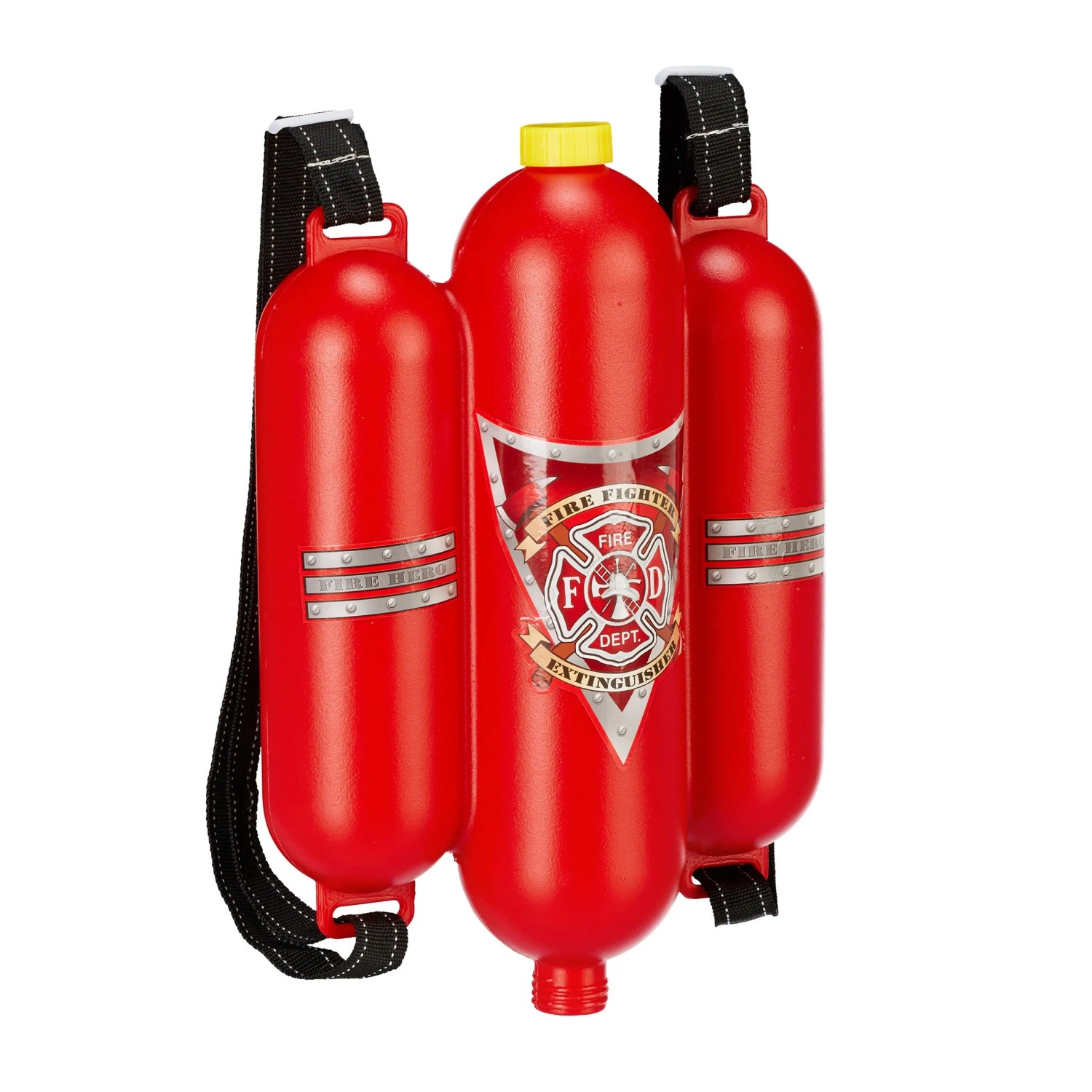Relaxdays Feuerwehr Wasserspritze Kunststoff Rot Gelb 2 Sprühfunktionen 30 cm x 20 cm x 8 cm 360 g