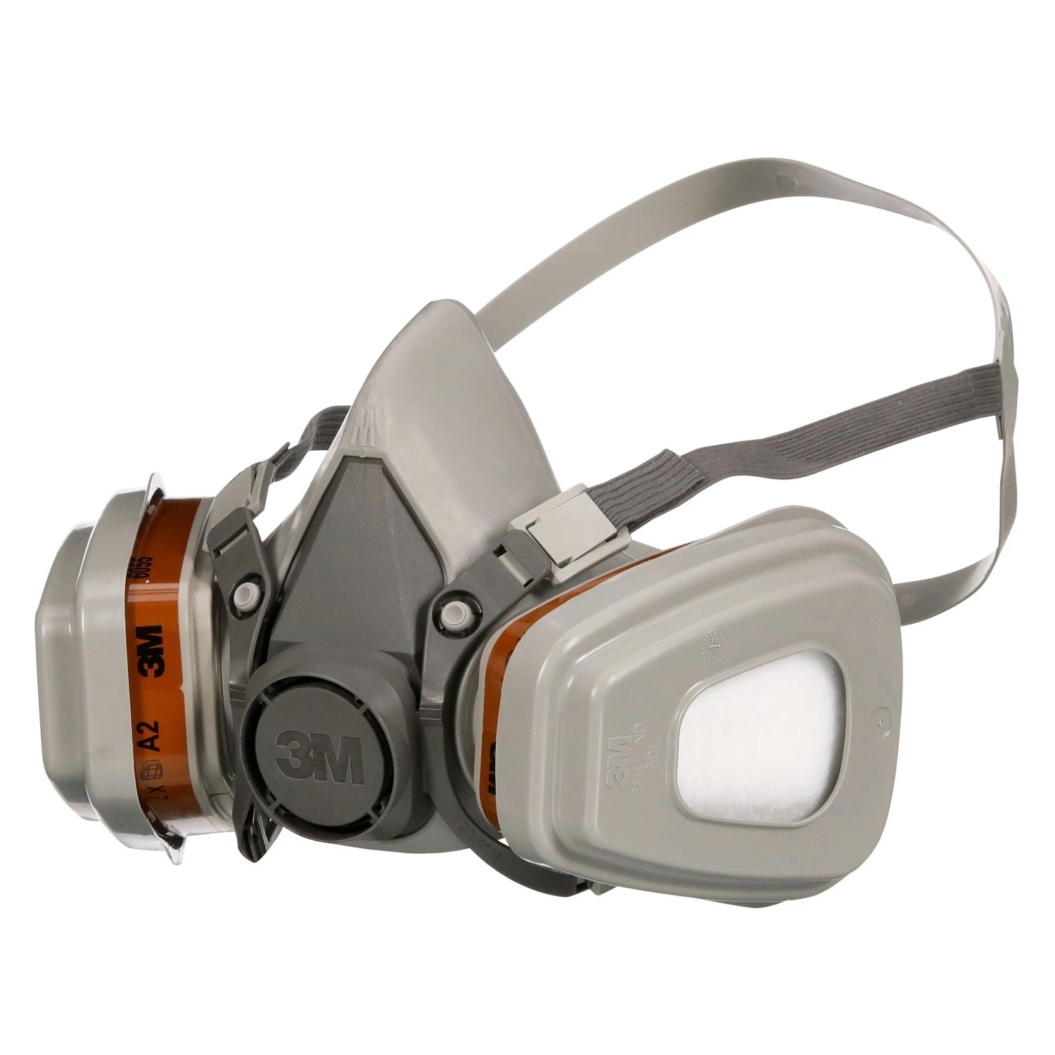 3M Maske 6002 A2P3, graue Atemschutzmaske mit Filtern, für Farbspritz- und Schleifarbeiten.