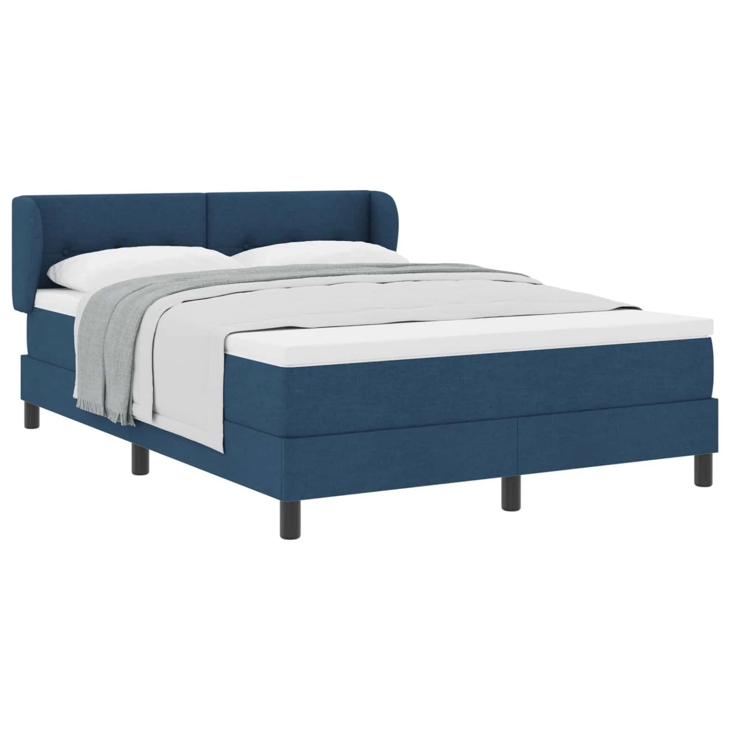 vidaXL Boxspringbett mit Matratze mit Kopfteil Blau 160 x 200 cm Stoff 3340037