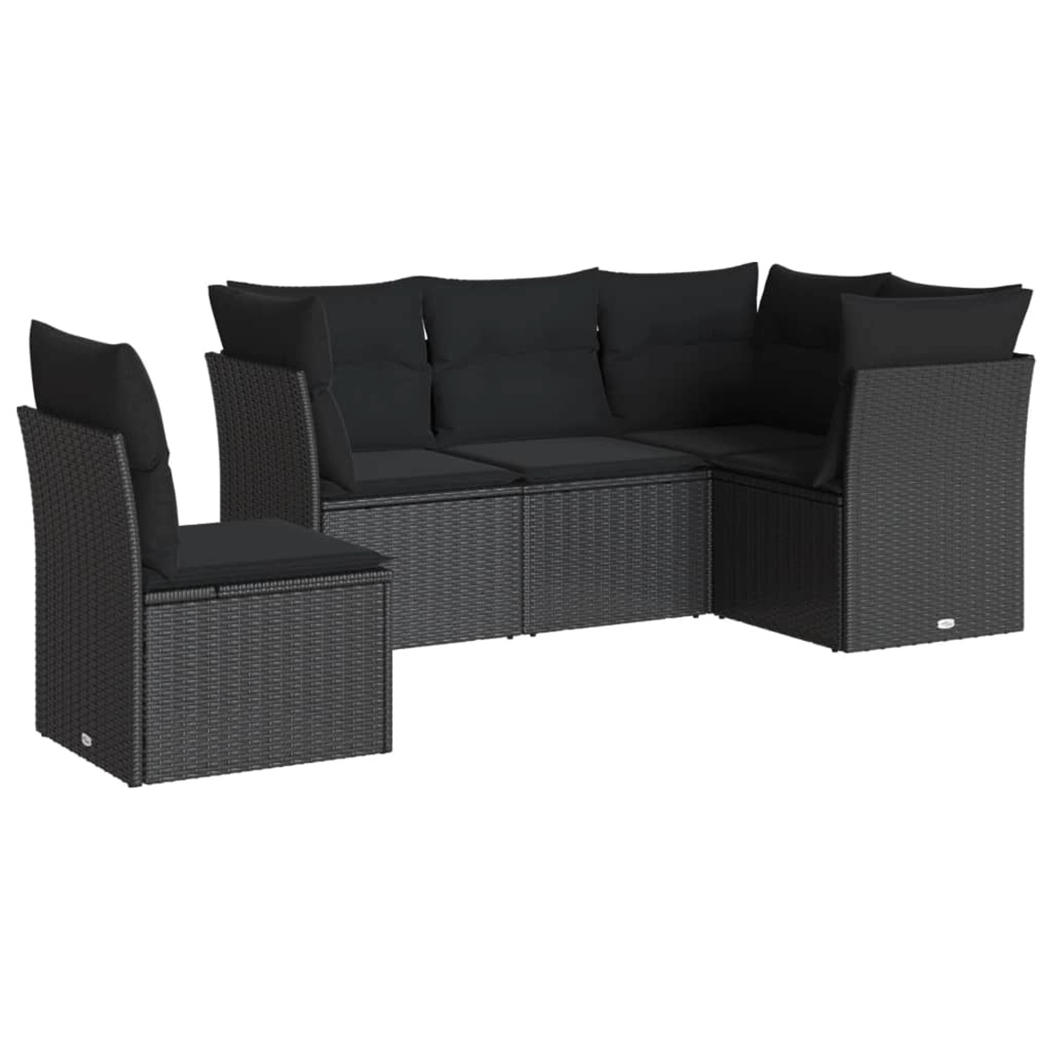 vidaXL 5-tlg Garten-Sofagarnitur mit Kissen Schwarz Poly Rattan Modell 35