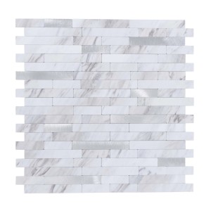 Selbstklebende Dalsys Fliesen in Stein-Marmoroptik, weiß und silberfarben, 1m² (11 Stück).