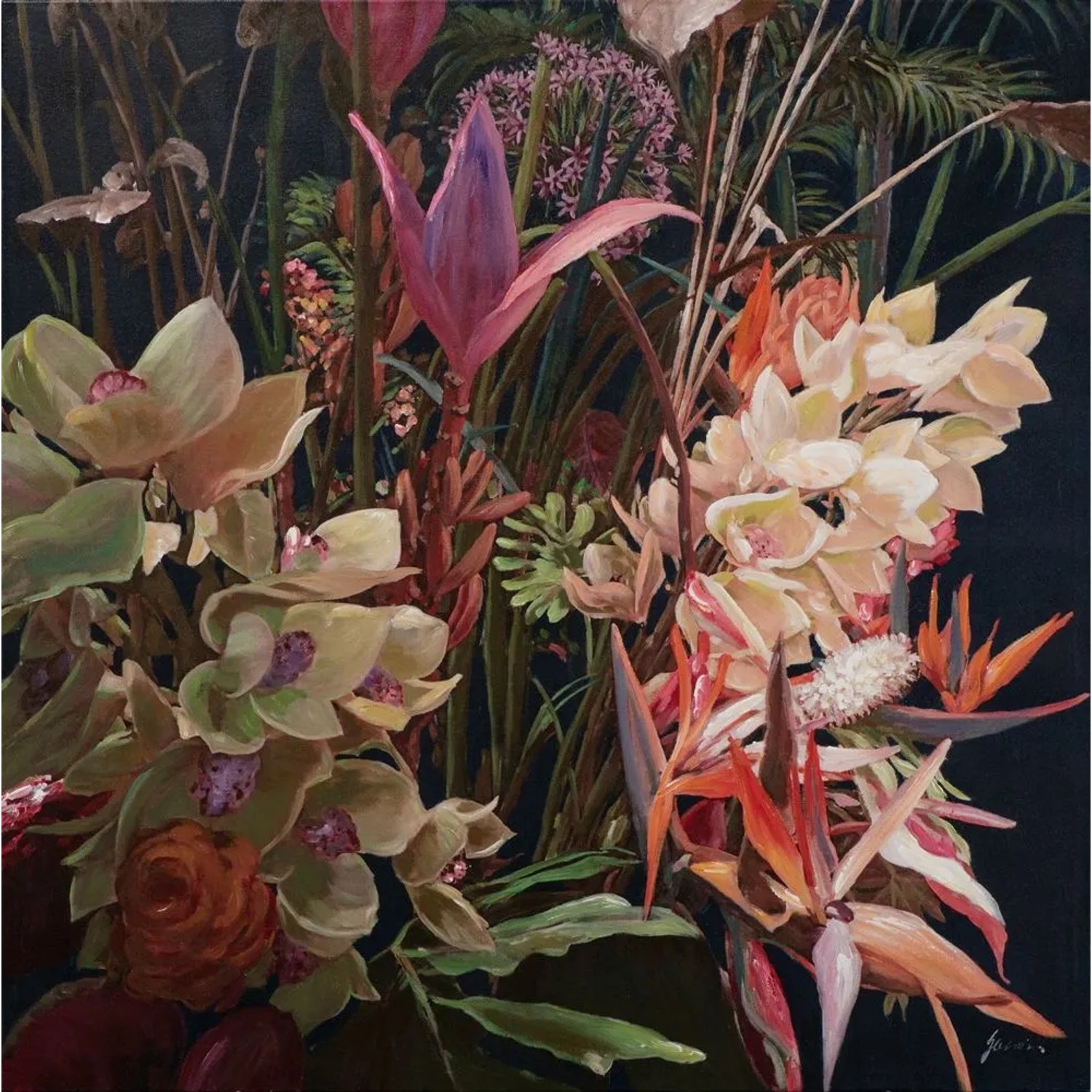 Art Universe Leinwandbild Hübsche Blumen 100 x 100 cm