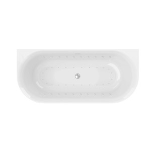 Weiße Ottofond Whirlpool Mince Vorwand Badewanne, 170x75 cm, oval, mit flachen Düsen und Ablauf.
