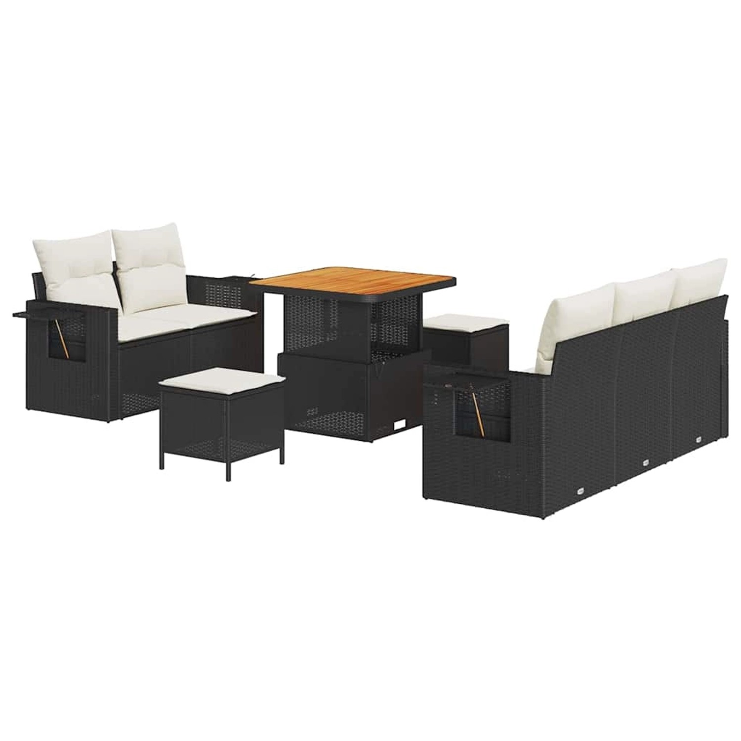 vidaXL Garten-Sofa-Set 8-Tlg Schwarz Poly Rattan 3361685 günstig online kaufen