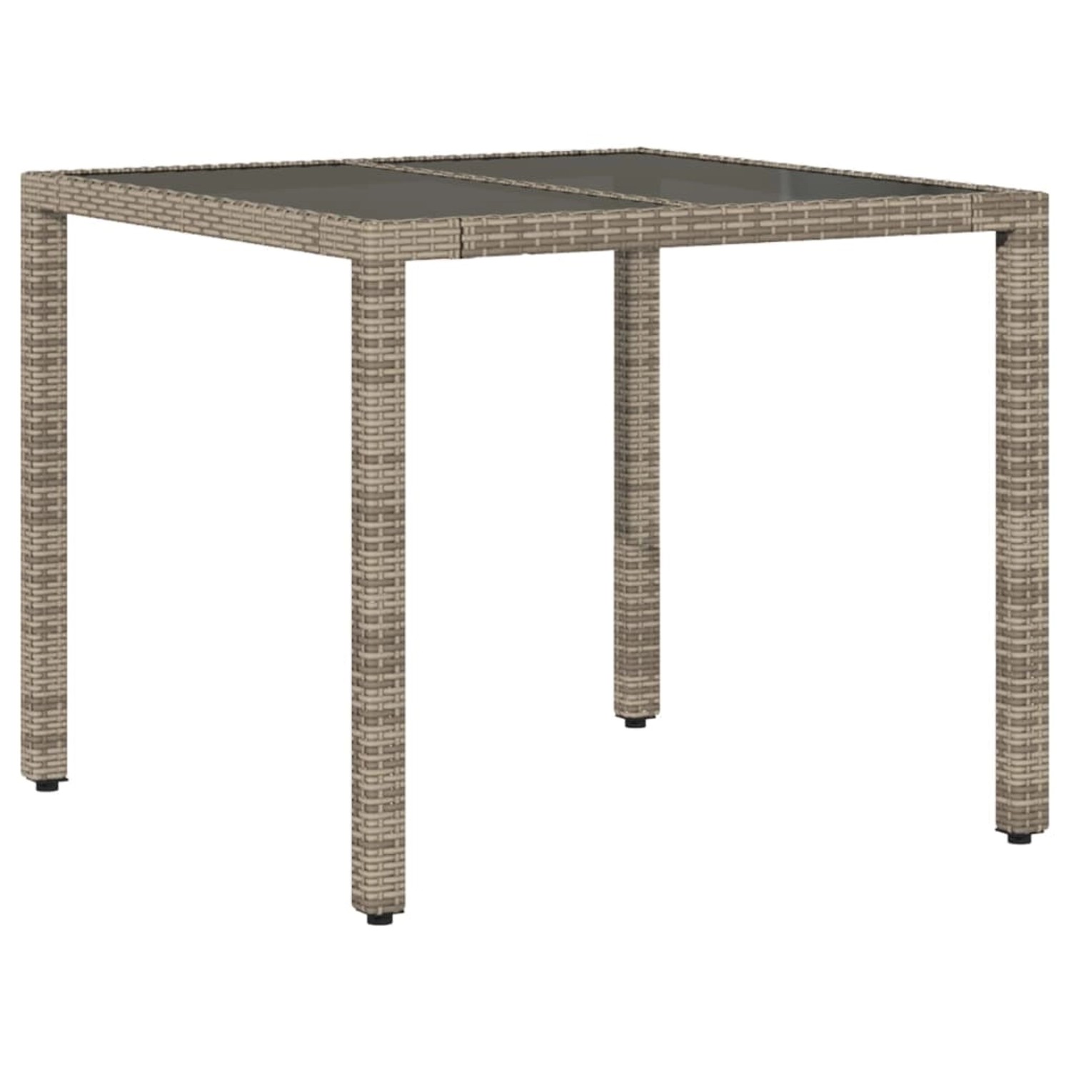vidaXL Gartentisch mit Glasplatte Grau 90x90x75 cm Poly Rattan 365526 günstig online kaufen