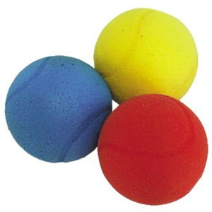 Happy People Softbälle, 3 bunte Spielbälle in Blau, Gelb und Rot.