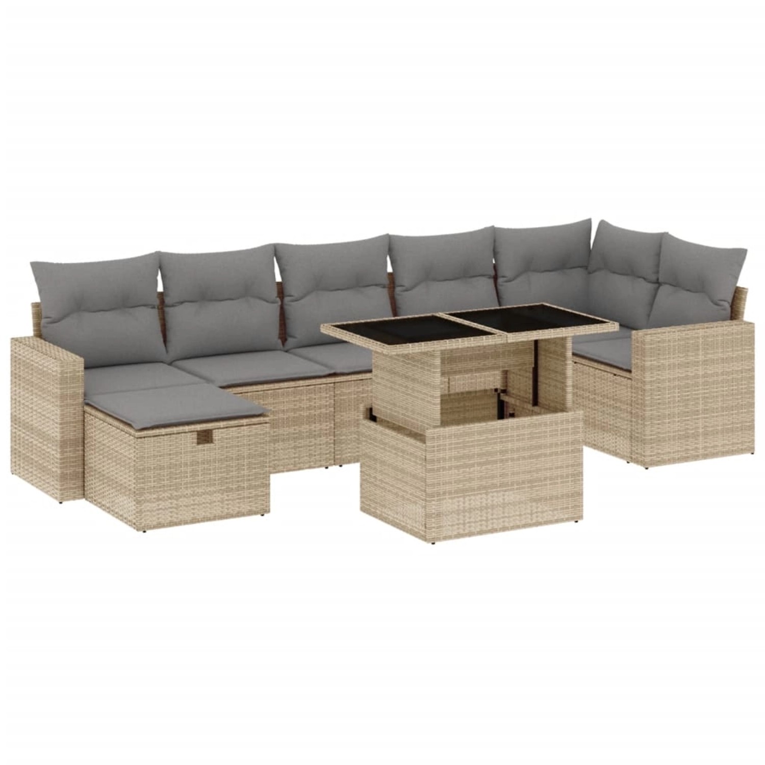 vidaXL 8-Tlg Garten-Sofagarnitur mit Kissen Beige Poly Rattan 3274829 günstig online kaufen