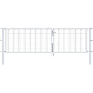 Verzinktes Metallzaun Doppeltor für Doppelstabmatte, 100x350 cm, zum Einbetonieren.