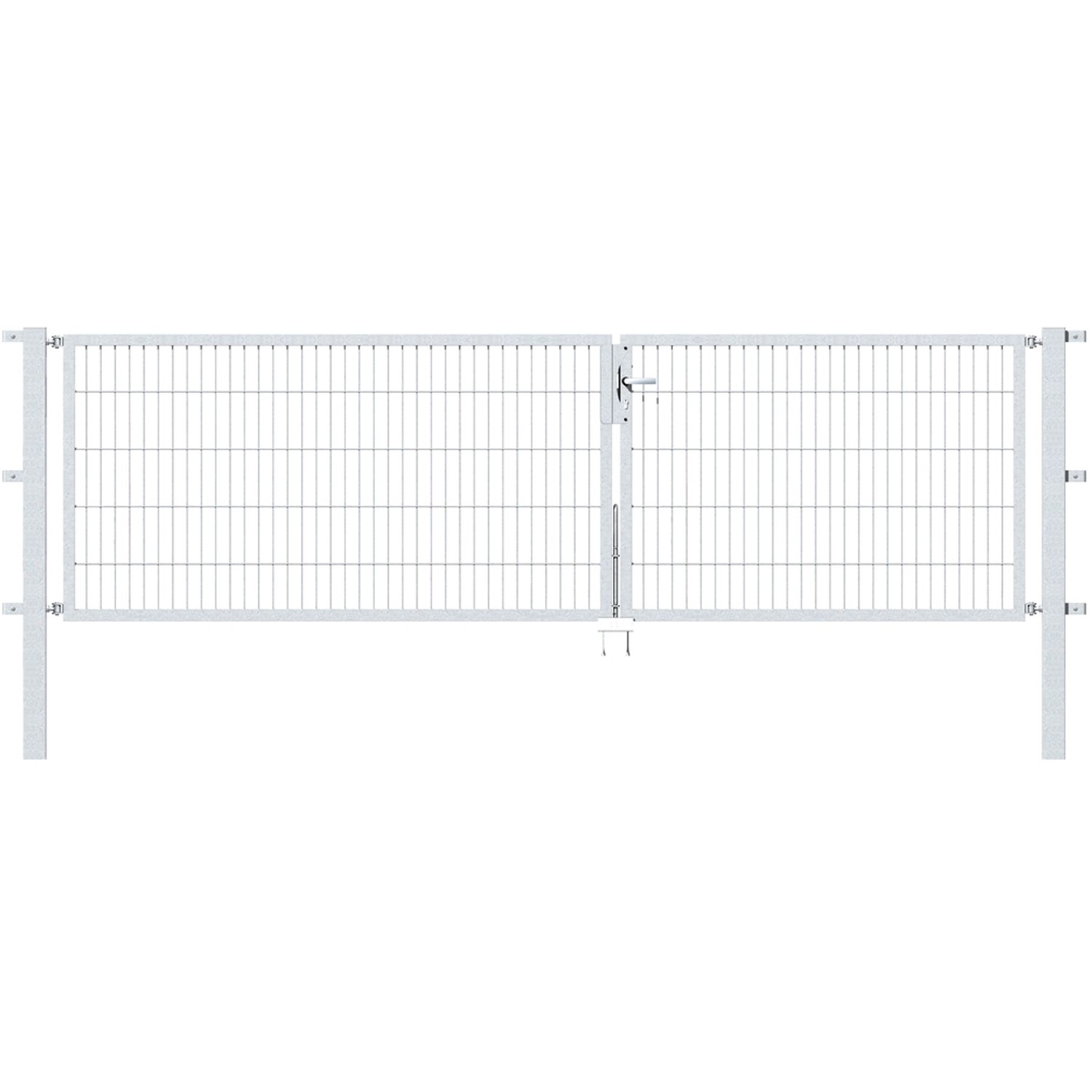 Metallzaun Doppeltor für Doppelstabmatte verzinkt z. Einbeton. 100 cm x 350 cm