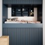 Akustikpaneel-Muster Smokey Blue: Wandgestaltung mit Linoleum und Filz für verbesserte Raumakustik.