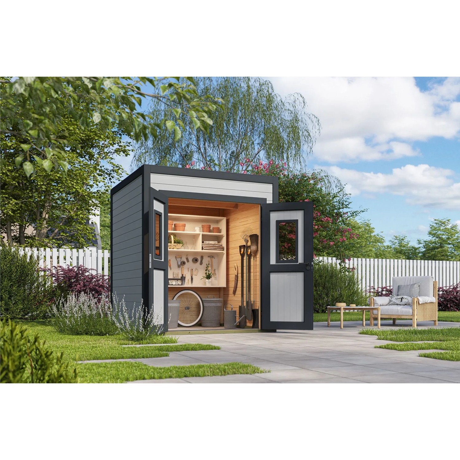 Lasita Gartenhaus Felix 1 Lichtgrau 200 cm x 200 cm