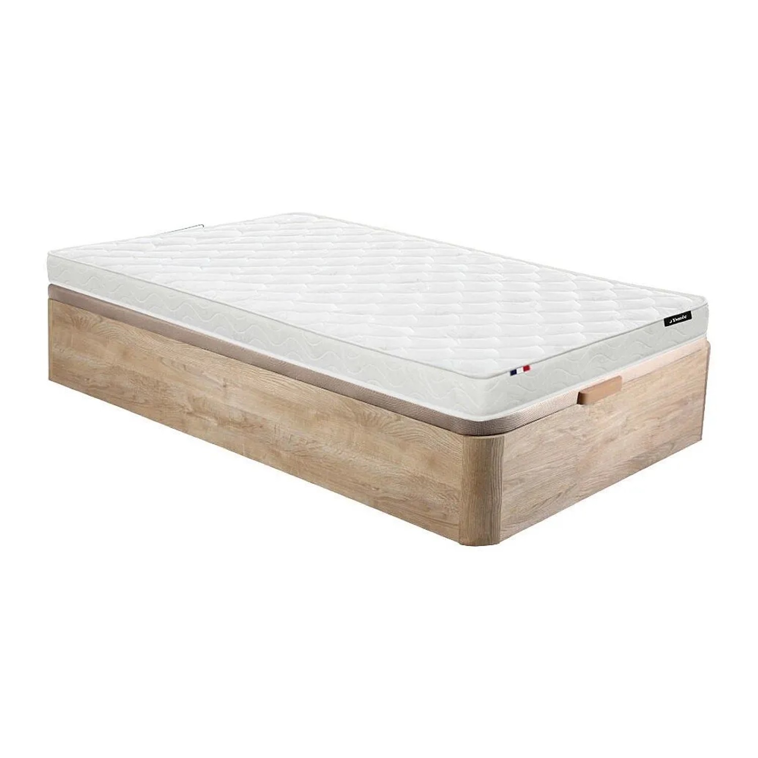 Vente-unique Matratze Und Bettgestell Mit Lattenrost Und Bettkasten Zeus Naturfarben Hell 190 cm