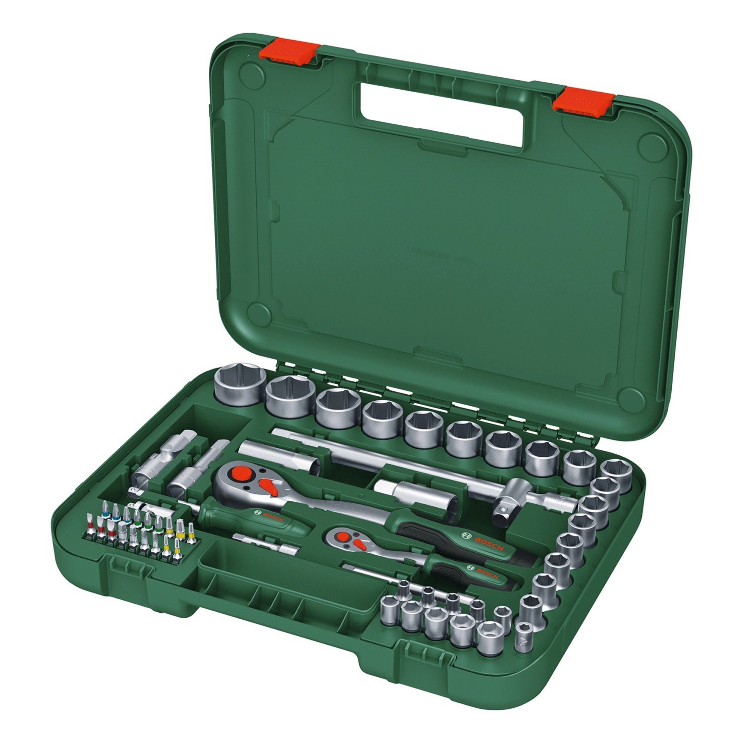 Bosch Werkzeugkoffer mit 57-teiliges Ratschenschlüssel-Set günstig online kaufen