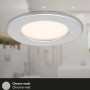 Brilo LED-Einbauleuchte Thin 3er-Set, chrom-matt, warmweißes Licht im Badezimmer.
