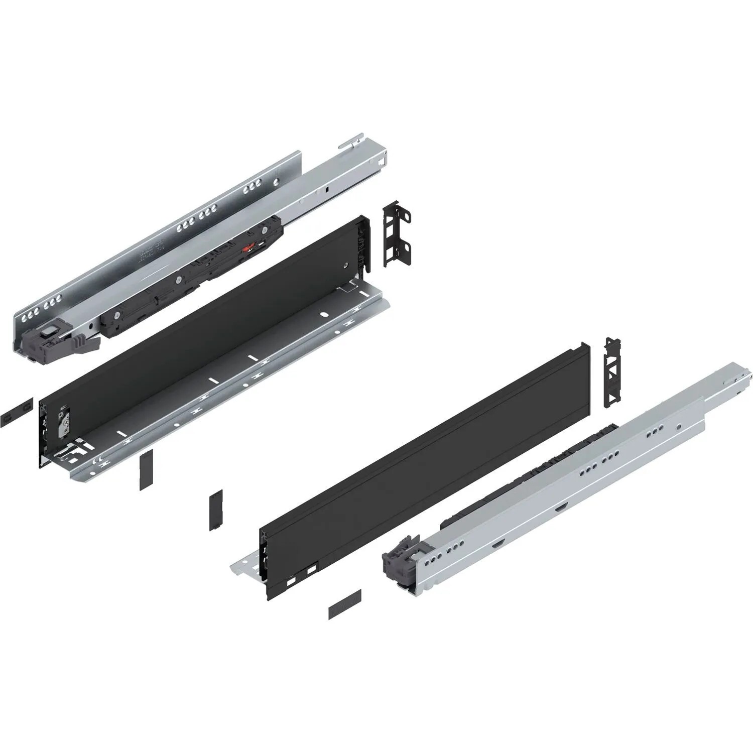 Blum Legrabox Pure Set Höhe N Tip-On Vollauszug 500 mm 70 kg Carbonschwarz 1 Paar
