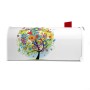 Weißer Banjado US Briefkasten mit Märchenzauberbaum Motiv, Stahl pulverbeschichtet.
