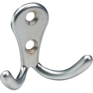 Hettich Mantelhaken in Aluminium-Optik, Garderobenhaken aus Zinkdruckguss, 44x54x24 mm.