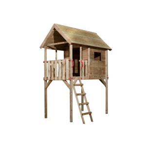 WEKA Spielturm Rocky 1 aus Holz mit Leiter und kleinem Haus für den Garten.