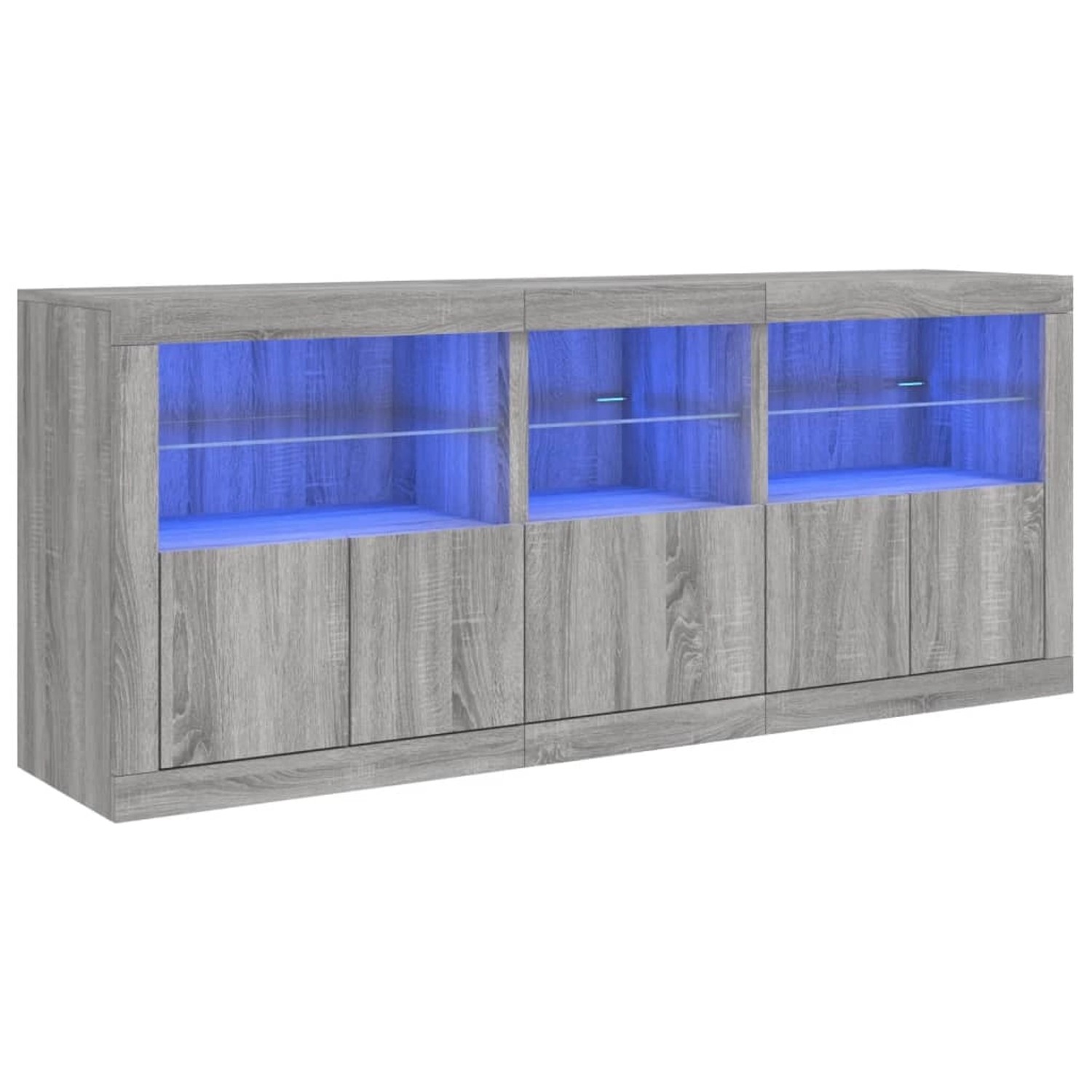 vidaXL Sideboard mit LED-Leuchten Grau Sonoma 162x37x67 cm 3209000 günstig online kaufen