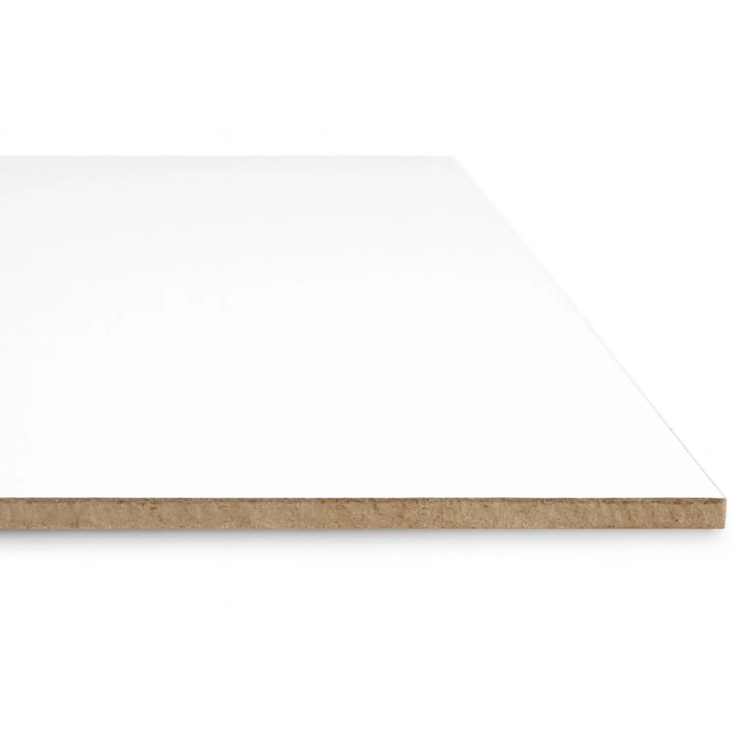 Detailaufnahme einer weißen HDF-Bodenplatte für Ar Shelving Schwerlast-Steckregal.