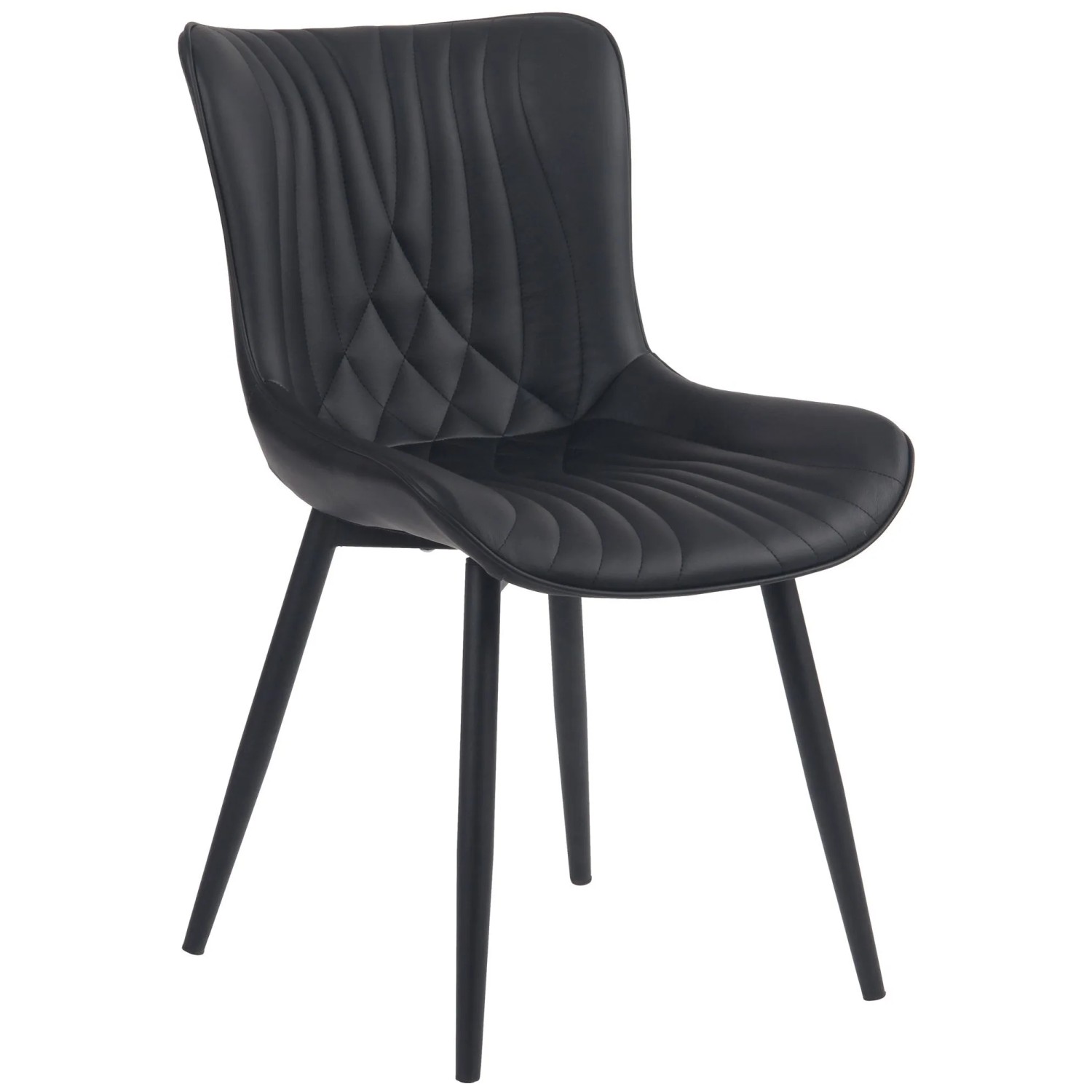 DELUKE Stuhl KELCE Kunstleder 80,5x50x62cm Schwarz Metall Gestell Stühle Esszimmerstühle Esstisch Küchenstuhl