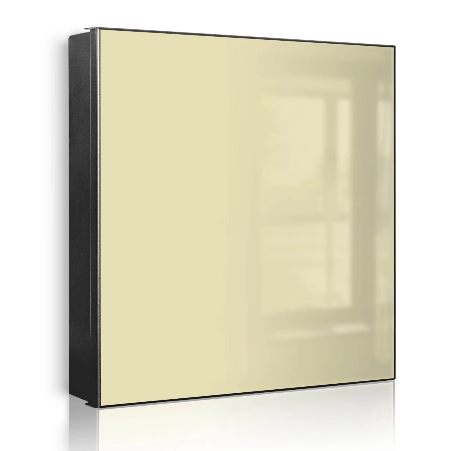 Banjado Großer Schlüsselkasten Metall 30x30cm Schwarz Scharnier Links 50 Haken Beschreibbar Magnetisch Motiv Beige