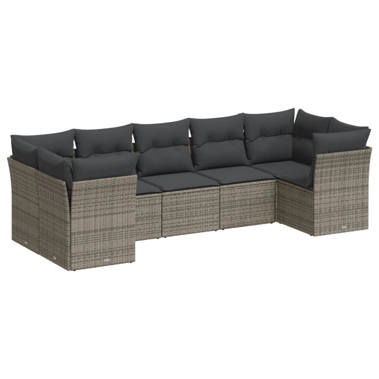 vidaXL 7-tlg Garten-Sofagarnitur mit Kissen Grau Poly Rattan Modell 21