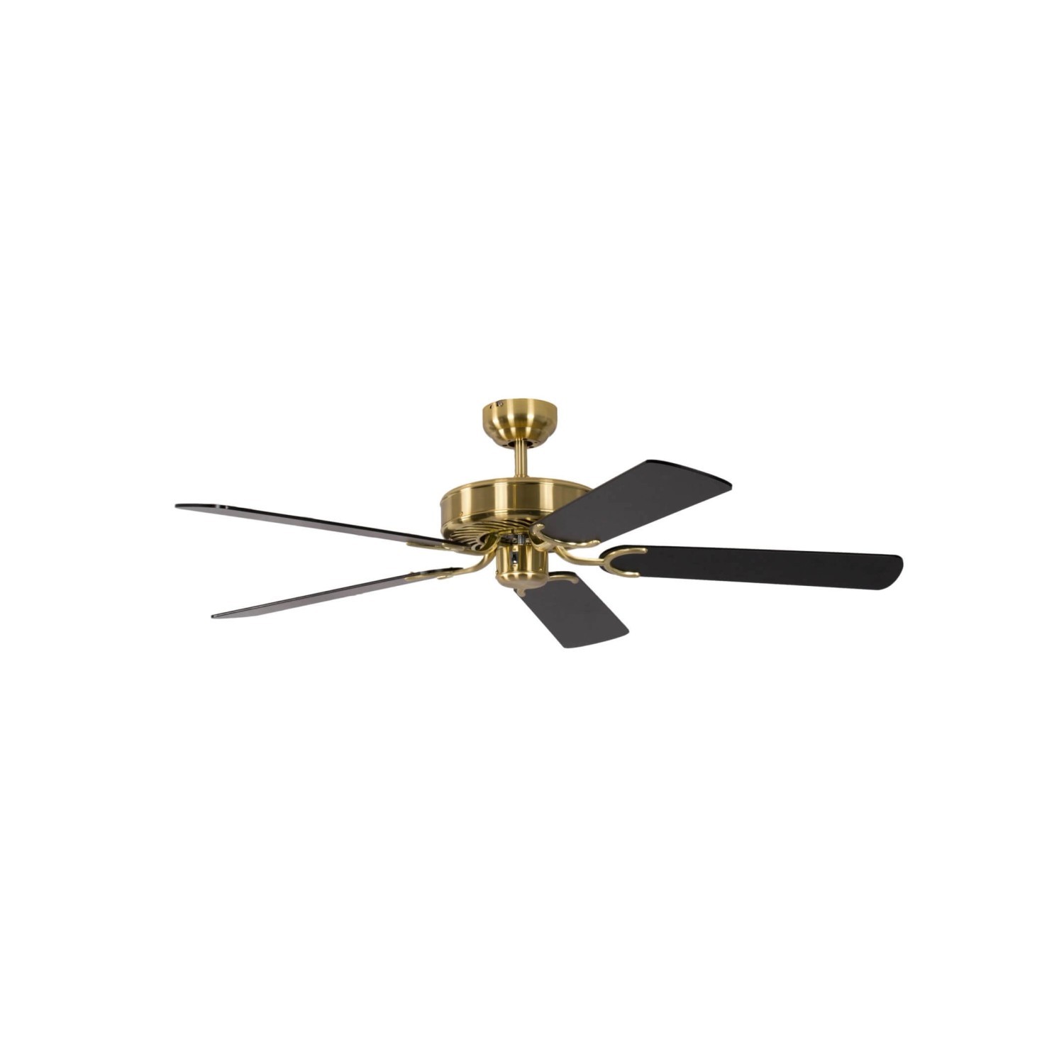 Pepeo Deckenventilator Potkuri Messing seidenmatt - Schwarz 132 cm mit Zugk günstig online kaufen