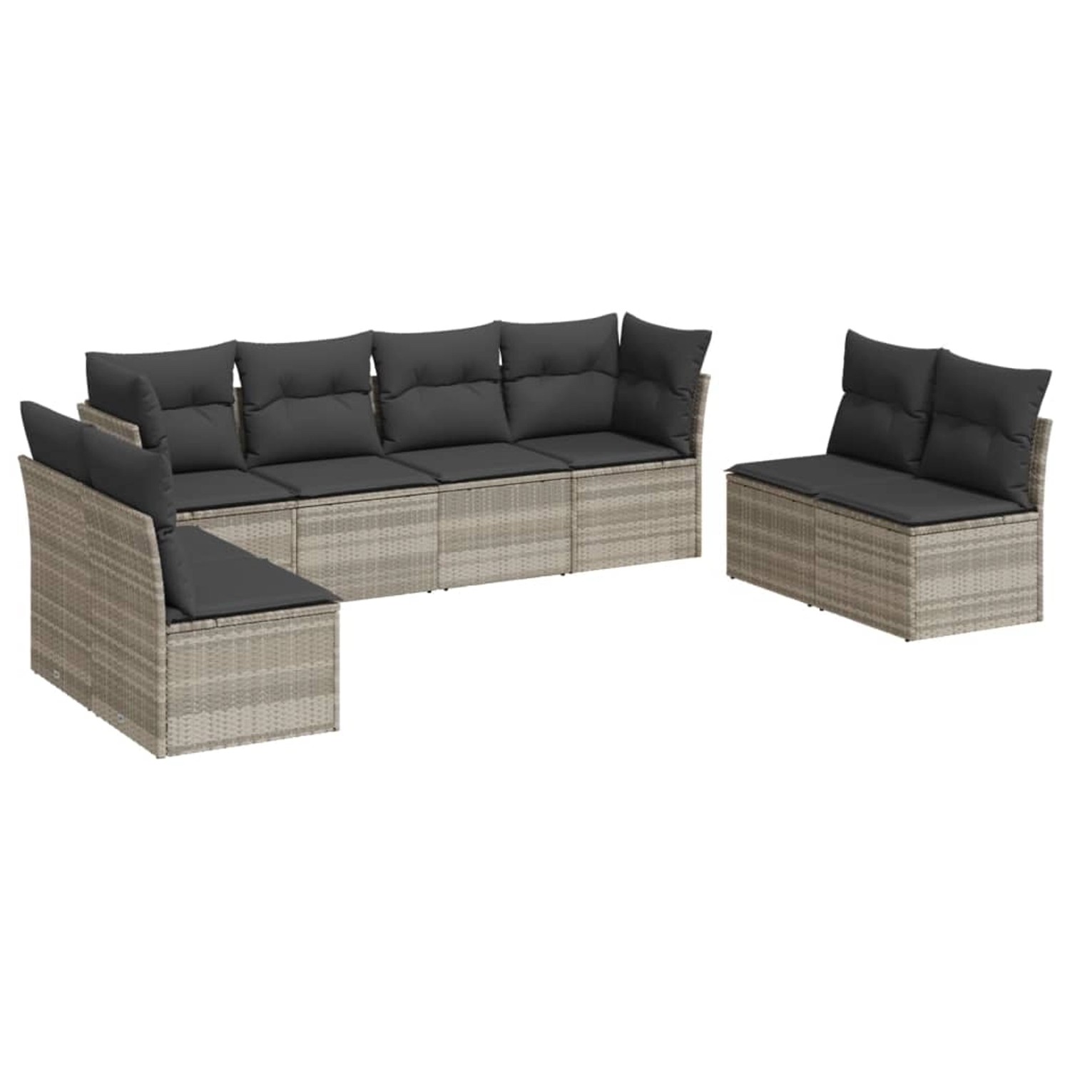 vidaXL 8-Tlg Garten-Sofagarnitur mit Kissen Hellgrau Poly Rattan 3249291 günstig online kaufen