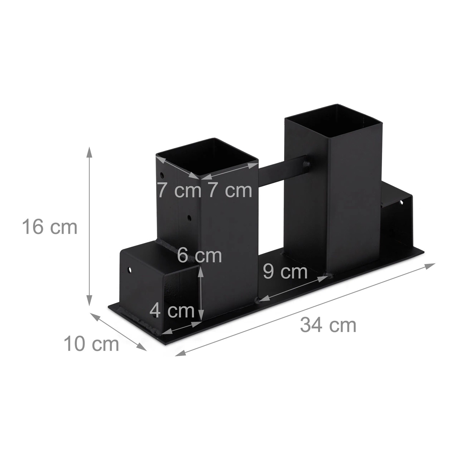 Relaxdays Holzstapelhilfe, 4er Set, Stahl schwarz, 16x34x10cm, für Kaminholzregale.