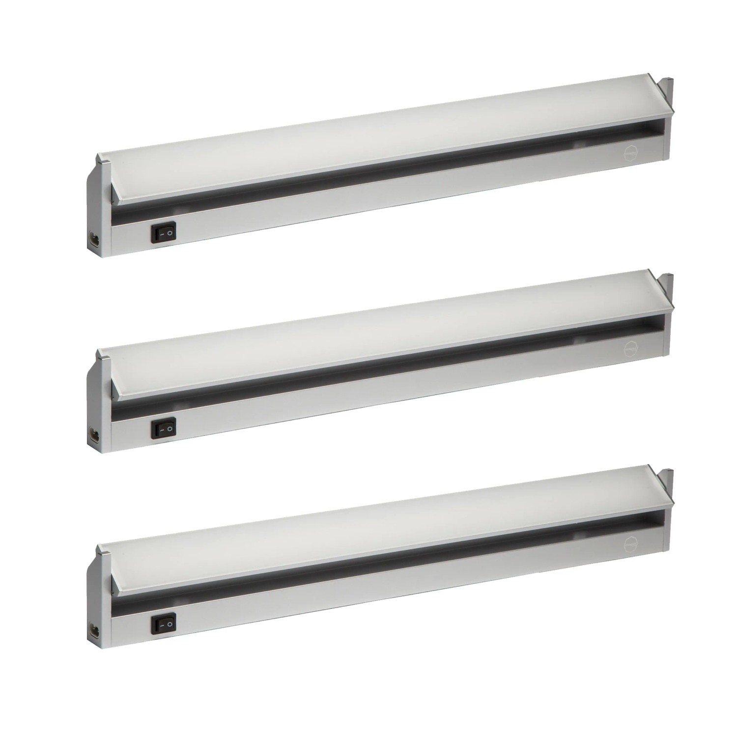 Oktaplex Rota 3er Set Aluminium-Unterbauleuchte LED Neutralweiß 4000K 58 cm 9,4W Küche mit Schalter 230V Silber