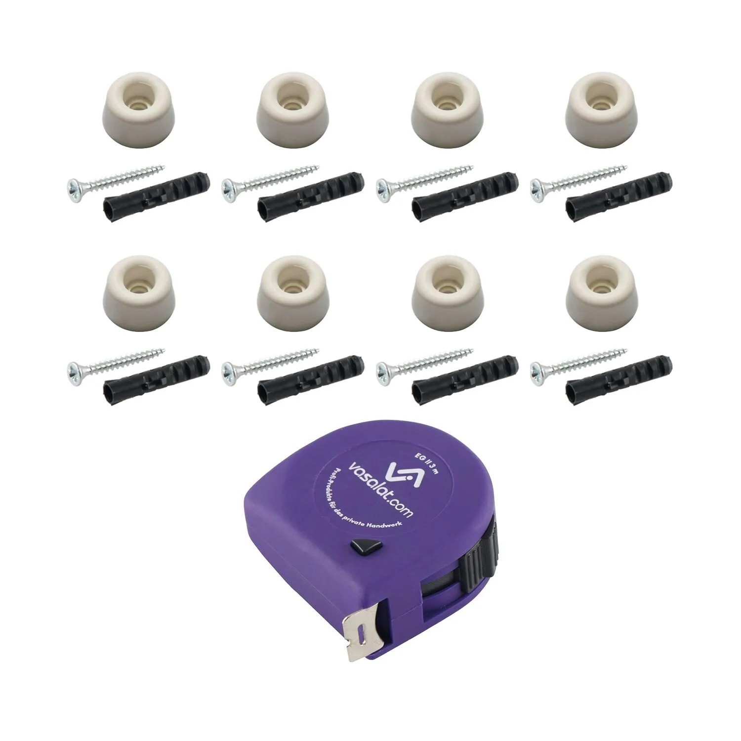 vasalat Set Gummistopper Boden & Wand zum Schrauben Ø 20 mm H 10 mm Cremeweiß