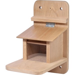 Dobar Eichhörnchenfutterstation Premium aus Eichenholz mit Acrylglas-Scheibe.