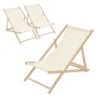 ECD Germany Liegestuhl 3Er Set Klappbar Beige aus Holz