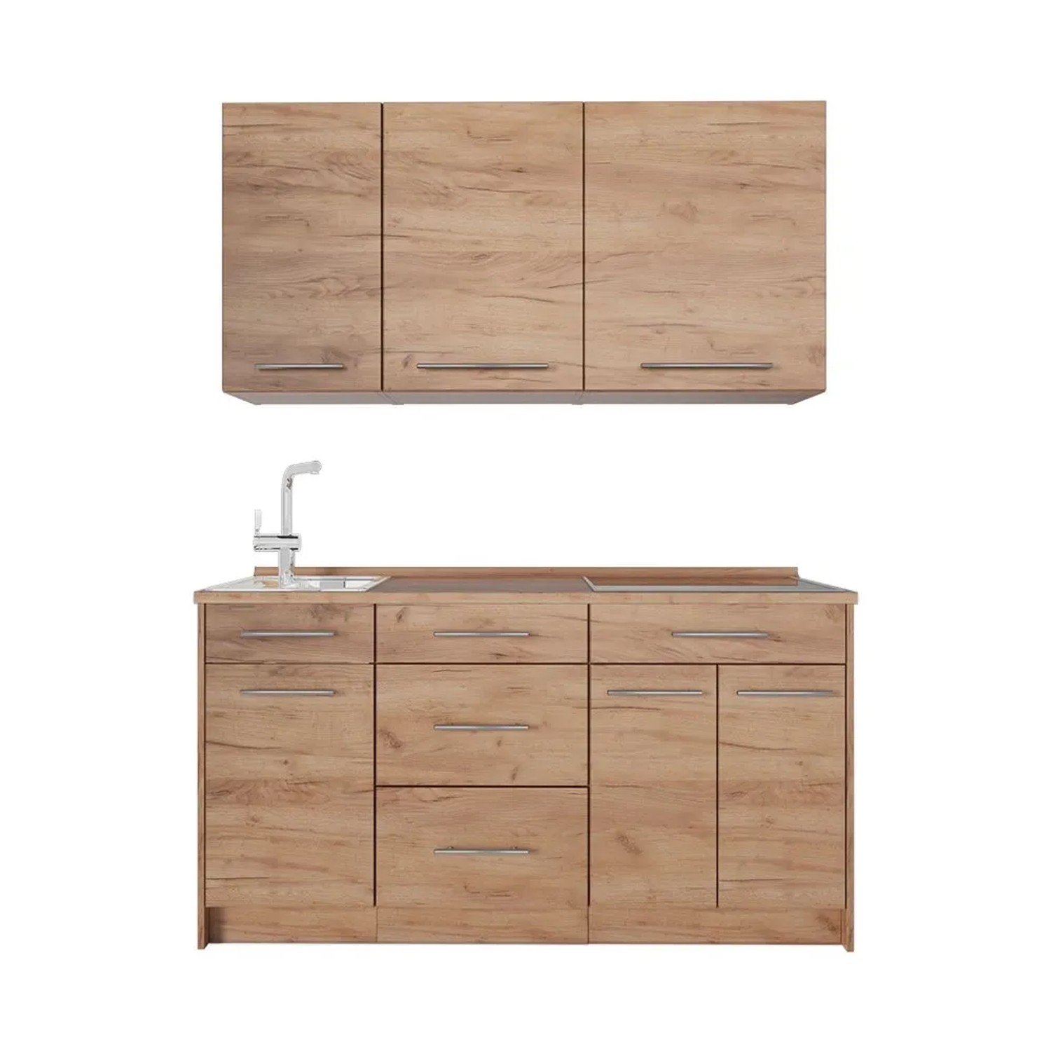 Vicco Singleküche Fame-Line Goldkraft Eiche/Goldkraft Eiche 150 x 81 Arbeitsplatte Goldkraft Eiche Art Nr 69639