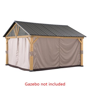 Khaki Vorhänge für Sunjoy Zedernholz Gazebo 335x399cm. Pavillon Zubehör für mehr Privatsphäre.