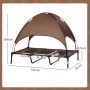 PawHut Hundebett mit Baldachin für Outdoor, braunes Hundesofa mit Sonnenschutz.