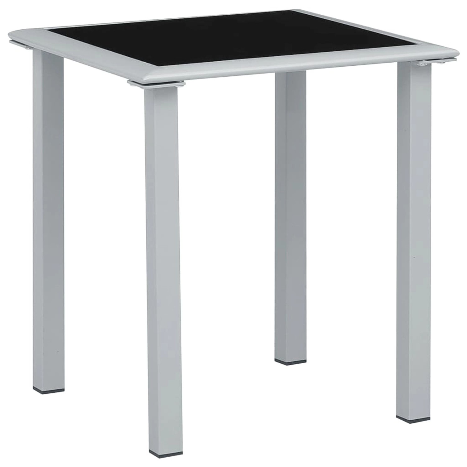 vidaXL Gartentisch Schwarz und Silbern 41x41x45 cm Stahl und Glas 310541