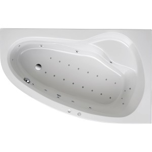 Ottofond Whirlpool Loredana, Eck-Badewanne mit Massagedüsen und LED-Lichtern, 175x110 cm.