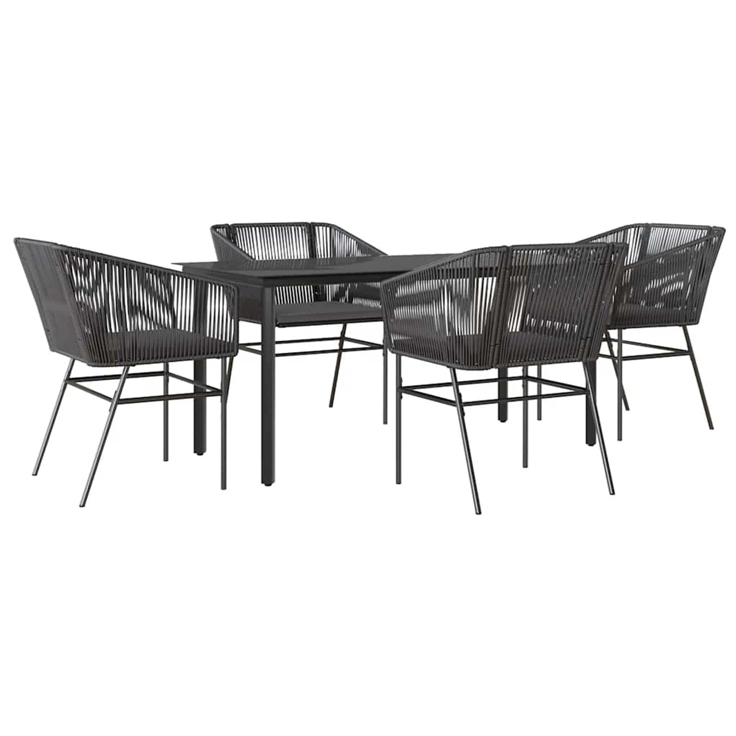 vidaXL 5-Tlg Garten-Essgruppe mit Kissen Schwarz Poly Rattan Glas 3334614 günstig online kaufen
