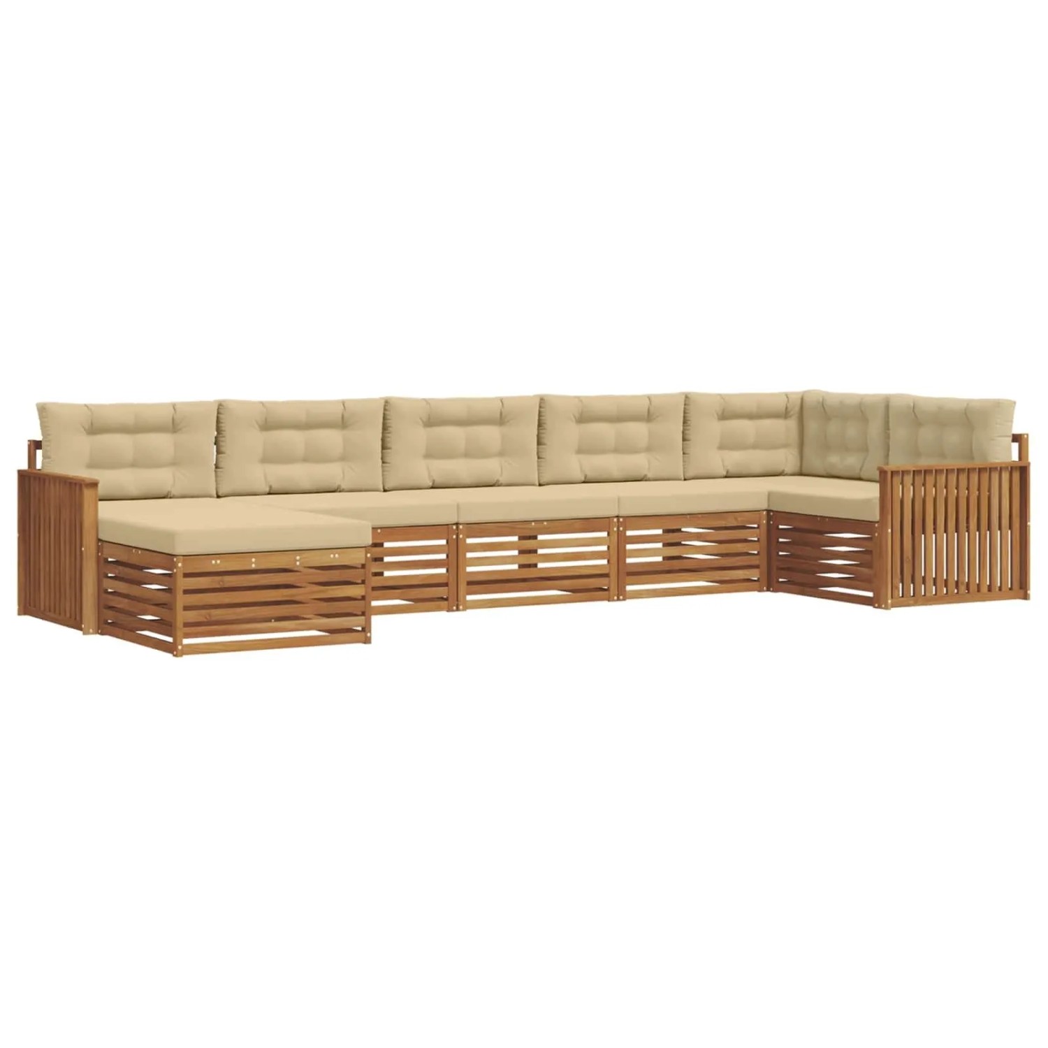 vidaXL Sofagarnituren 7 Tlg Natur und Beige Massivholz Akazie 3373818