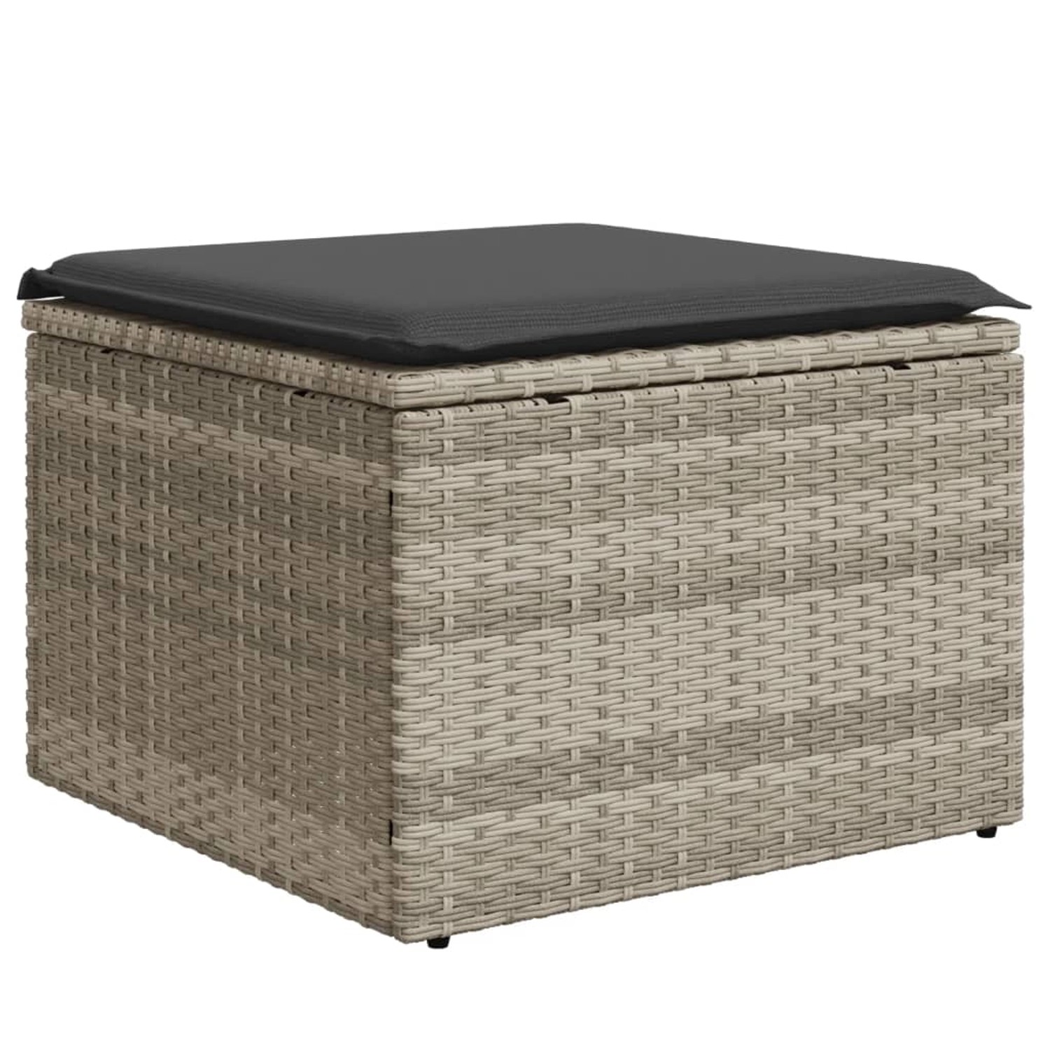 VidaXL Gartenhocker mit Kissen Hellgrau 55x55x37 cm Poly Rattan 1 günstig online kaufen