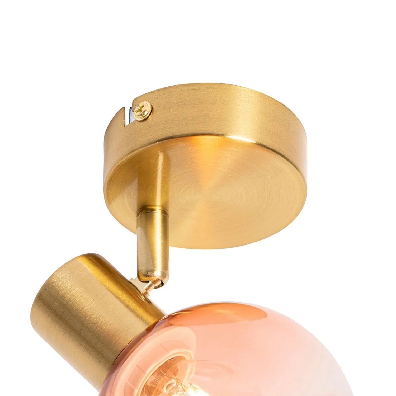 Art Deco Strahler QAZQA Vidro: Goldener Spot mit rosa Glas und E14 Fassung. Ideal für Wohnzimmer & Küche.