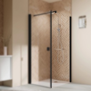 Breuer Elana 2.0 Seitenwand, 75 cm, Schwarz, DIN Rechts, für Duschkabine.