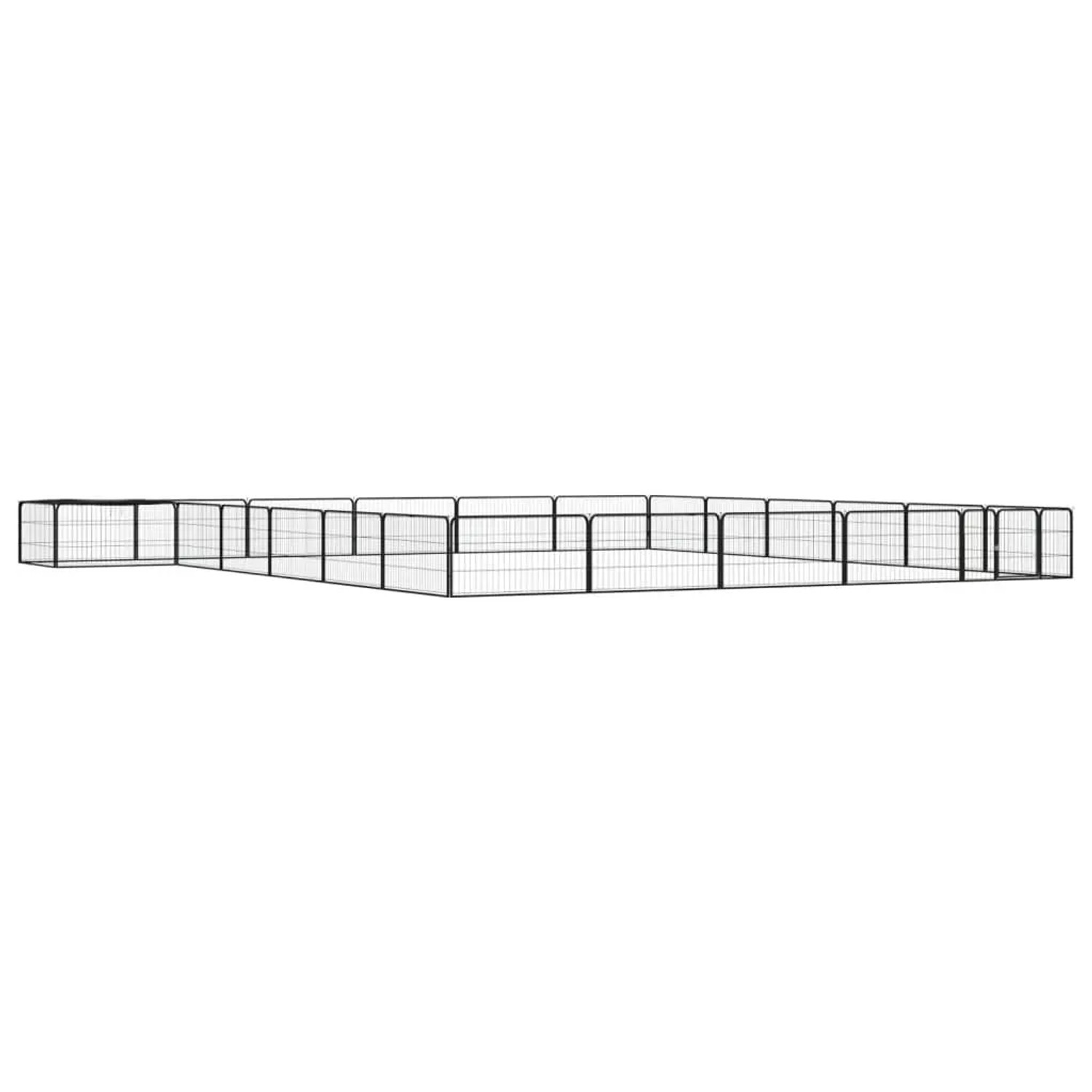 vidaXL 24 Tlg Hundelaufstall Schwarz 100x50cm Stahl Pulverbeschichtet 3115980