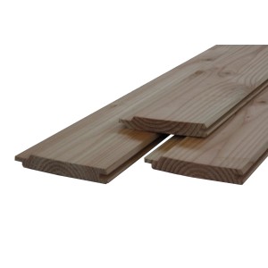 Kombiprofil aus Douglasie mit Nut und Feder, 19x121x3000 mm, geeignet für Wand- und Deckenverkleidungen.